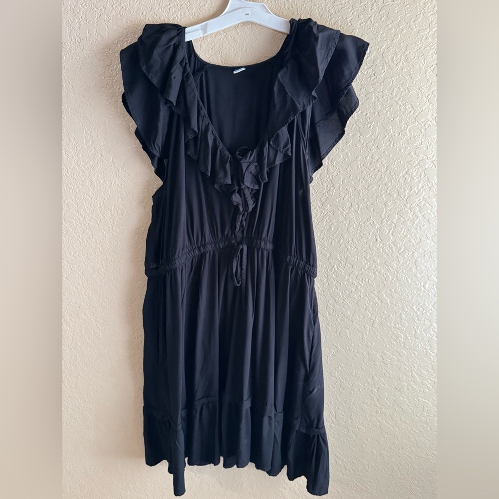 Ruffled Casual Dress Old Navy Black Sundress Dress with Pockets XL